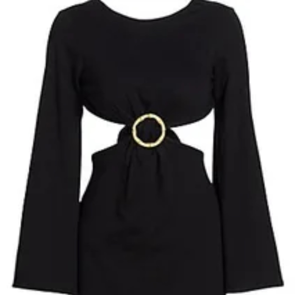 No Pise La Grama Olimpia Fringed Cotton Dress (Black)